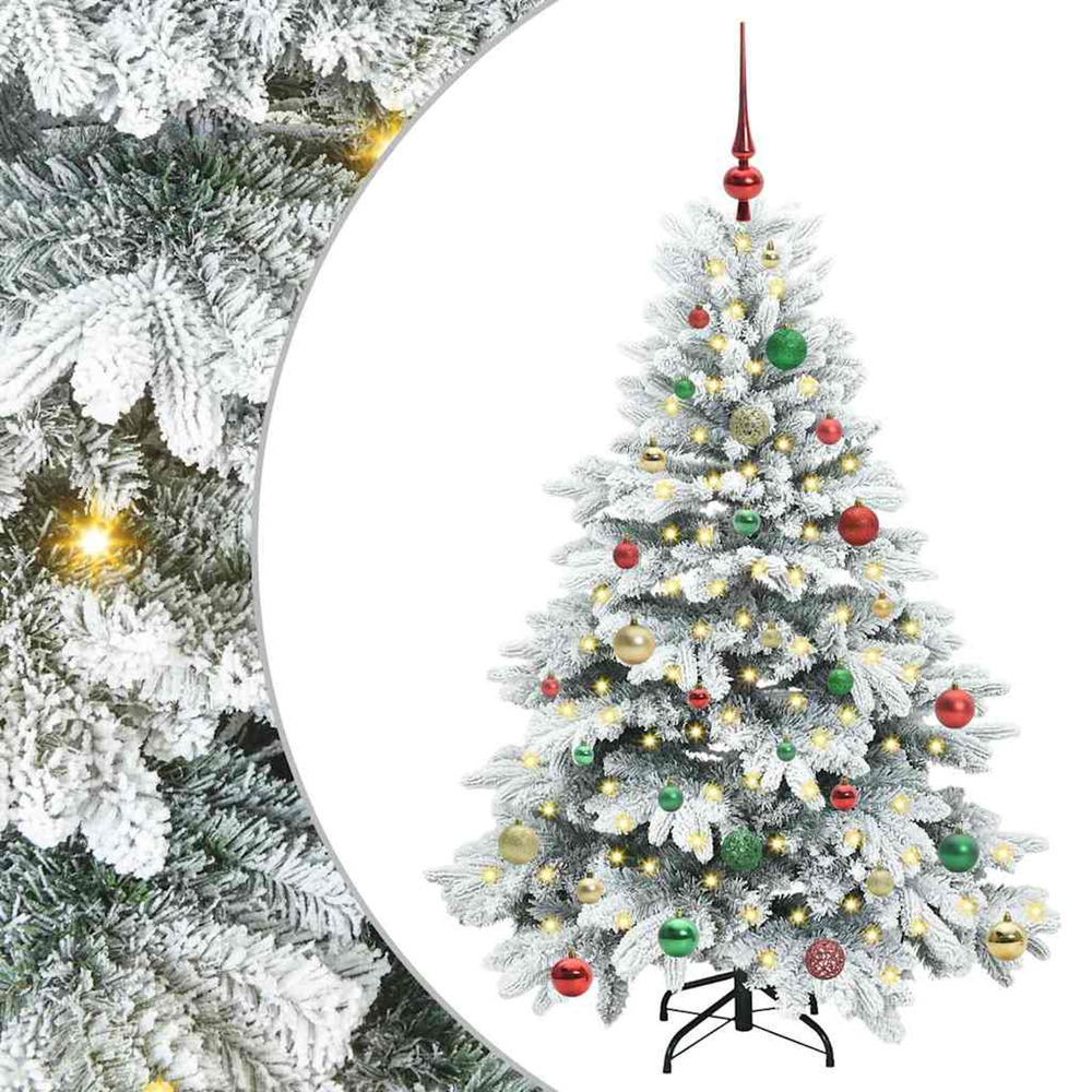 Sapin de noël artificiel avec 150 led blanc 150 cm pe et pvc