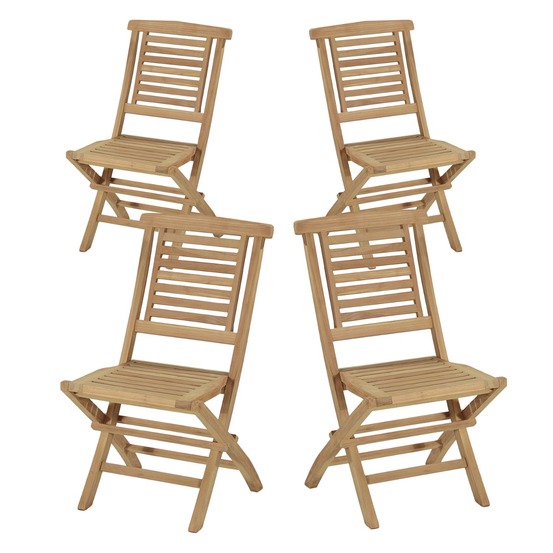 Chaises de jardin pliantes en teck massif barbade (lot de 4)