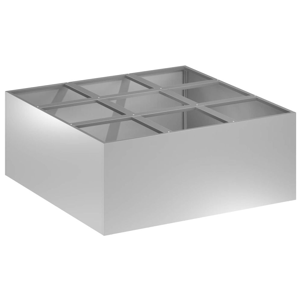 Cache-pot de jardin argenté 100 x 100 x 30 cm acier galvanisé