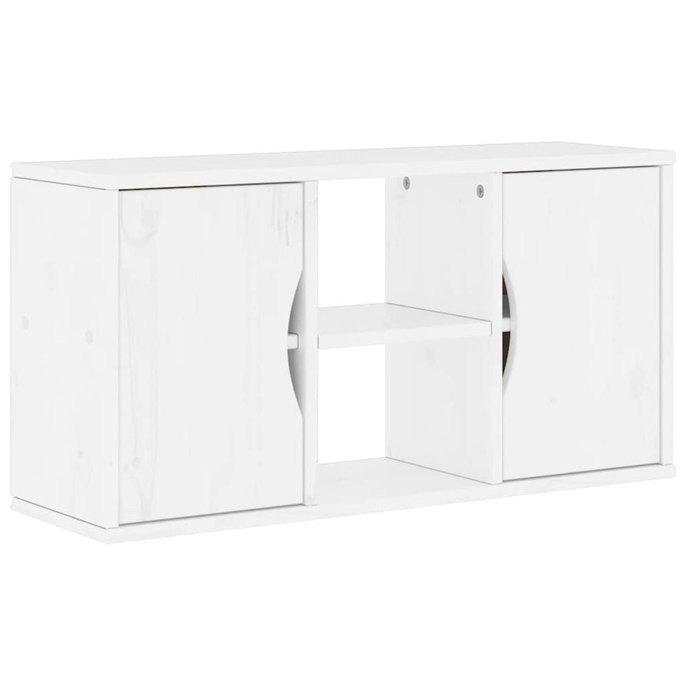 Meuble tv odda blanc 79x24x40 cm bois massif pin