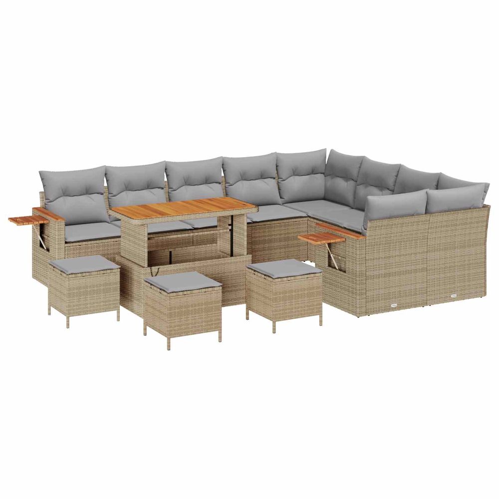 Ensemble de canapé de jardin 13 pc beige polyrotin