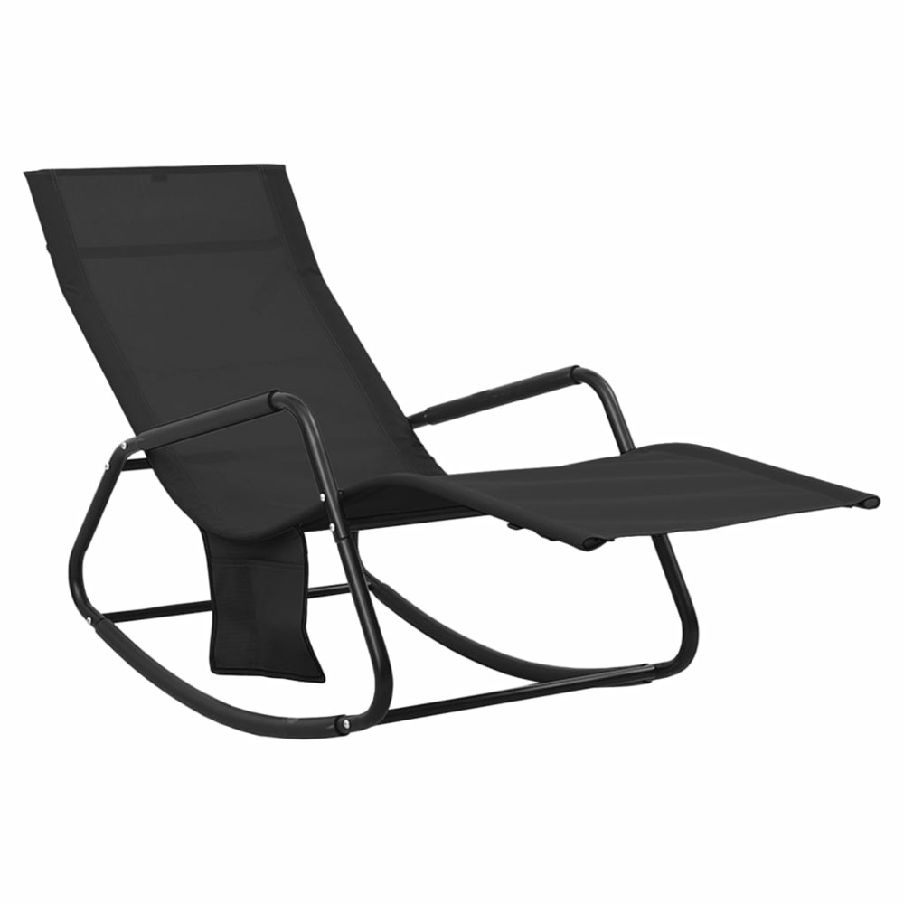Transat chaise longue bain de soleil lit de jardin terrasse meuble d'extérieur acier et textilène noir