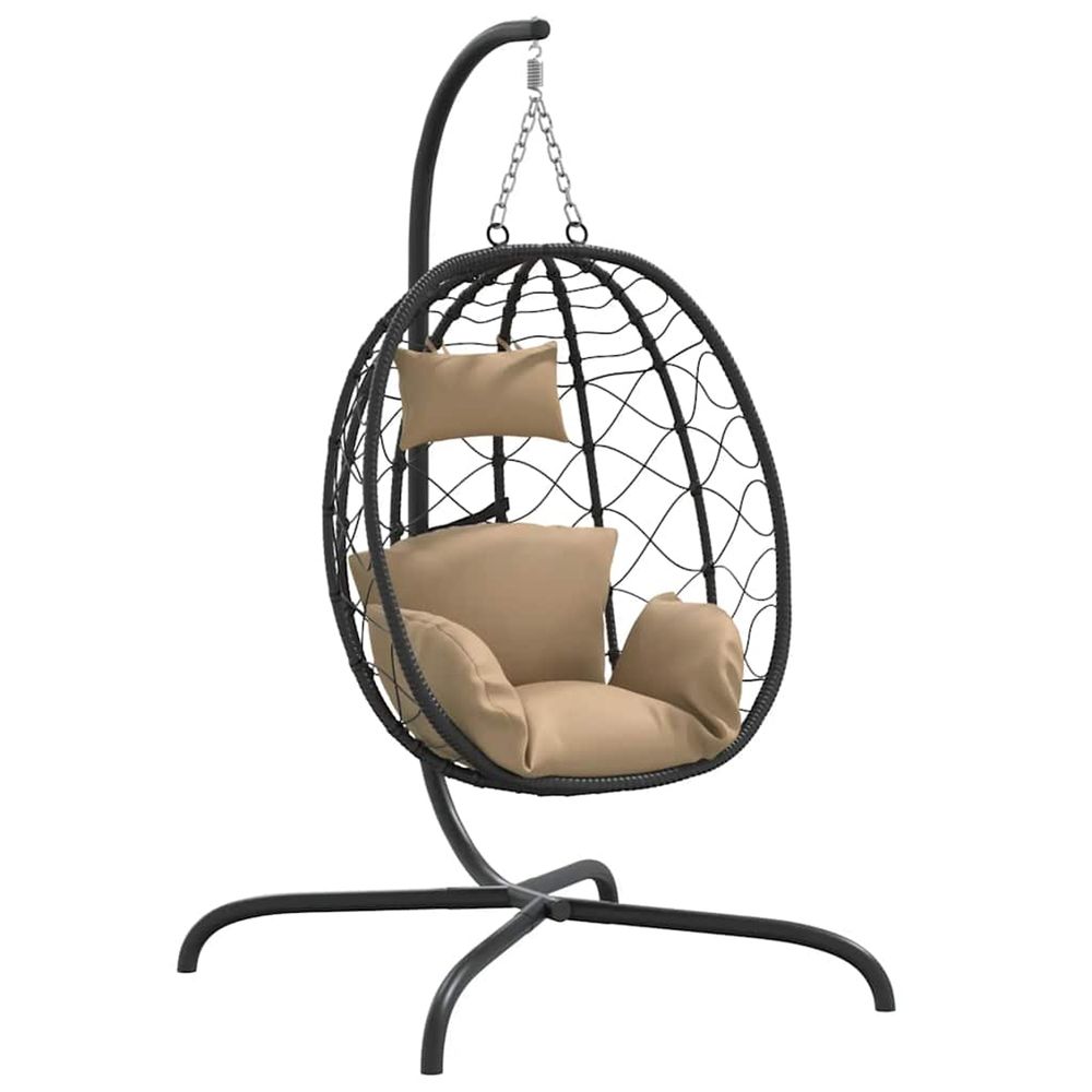 Fauteuil suspendu avec coussin en polyrotin et acier taupe