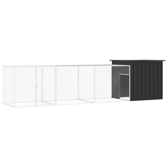 Poulailler enclos cage poules 400 x 91 x 100 cm acier galvanisé anthracite