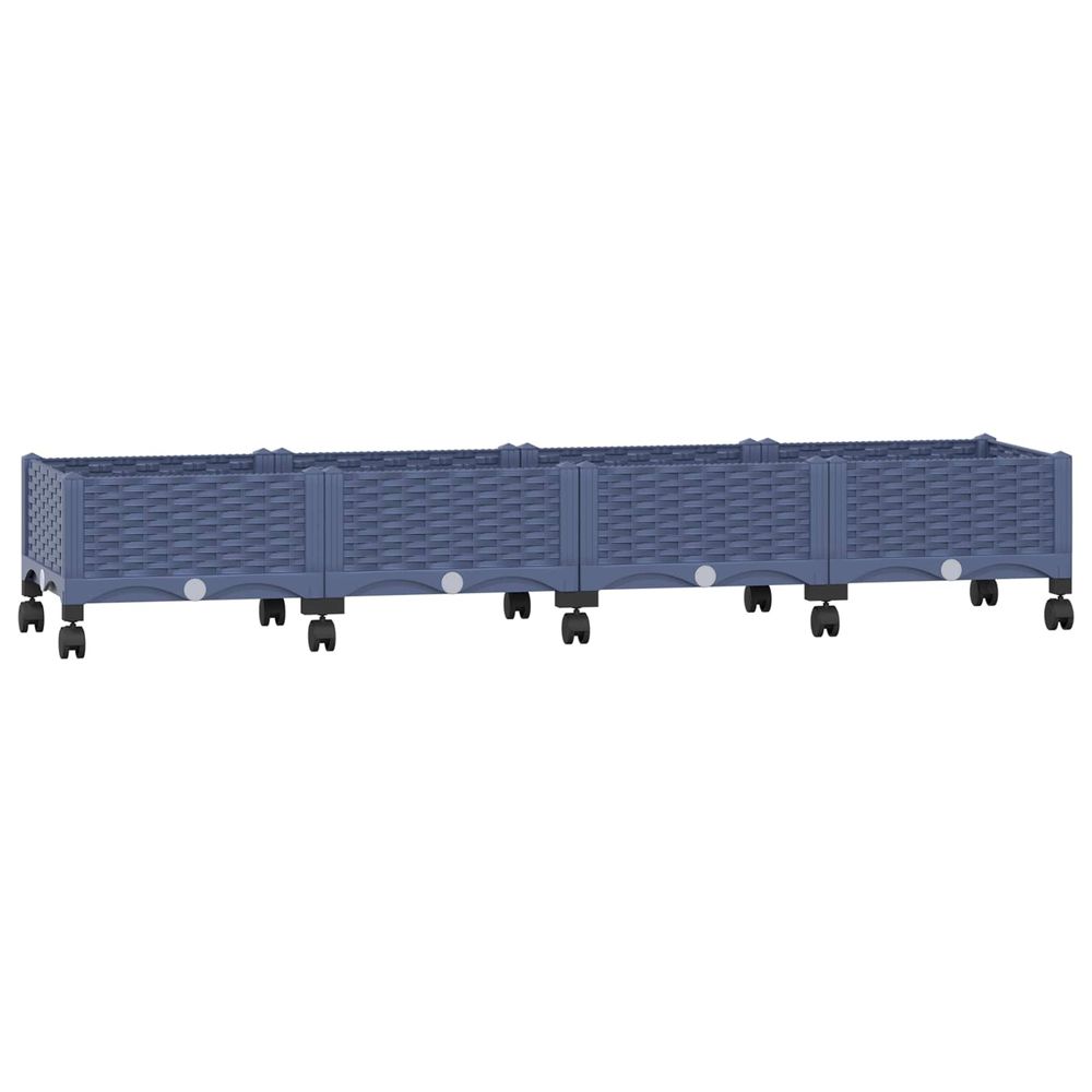 Jardinière d'extérieur avec roues gris bleu 160 x 40 x 29 cm pp