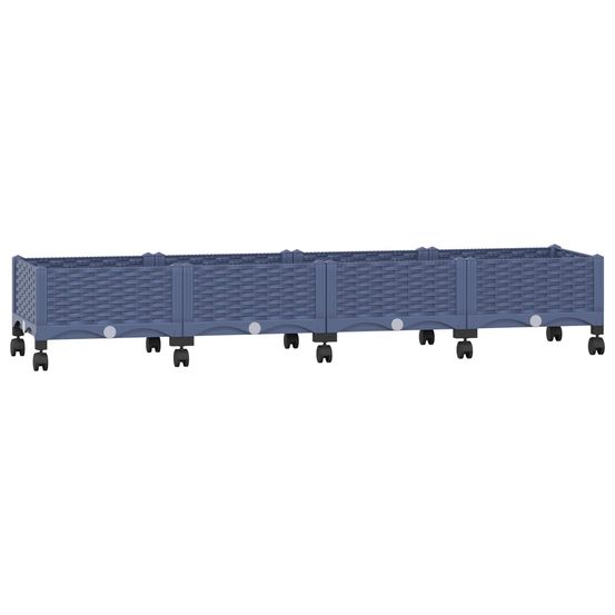 Jardinière d'extérieur avec roues gris bleu 160 x 40 x 29 cm pp