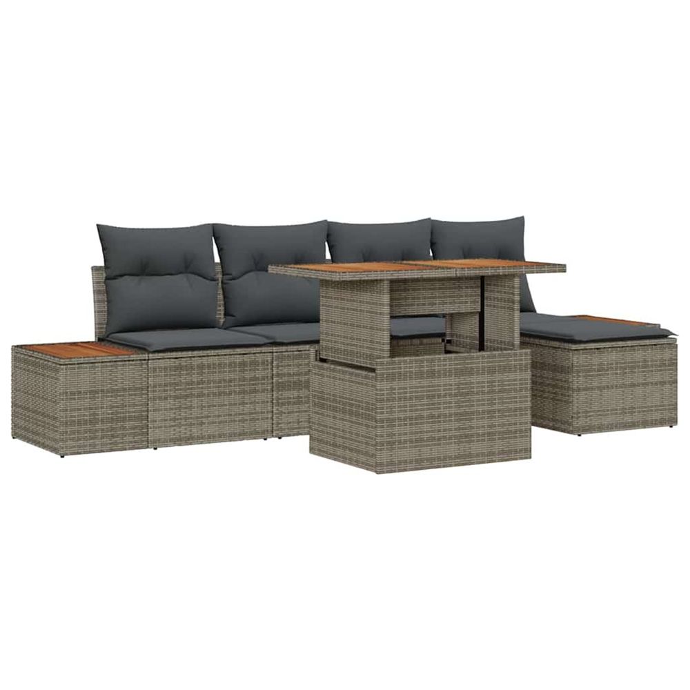 Ensemble de canapé de jardin 6 pc gris poly rotin