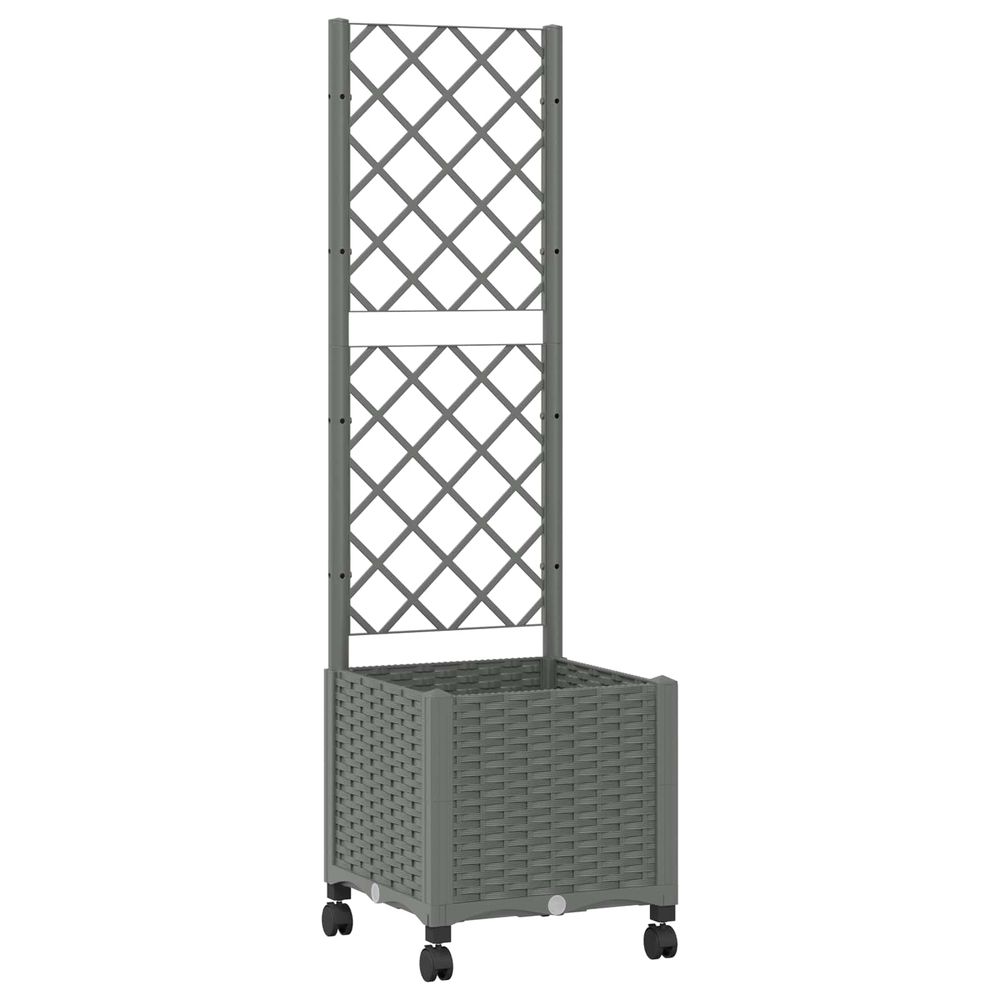 Bac de jardin avec treillis et roues gris clair pp