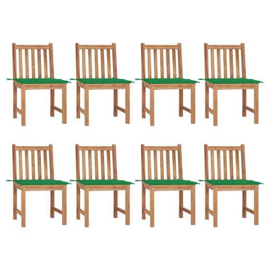 Chaises de jardin lot de 8 avec coussins bois de teck massif