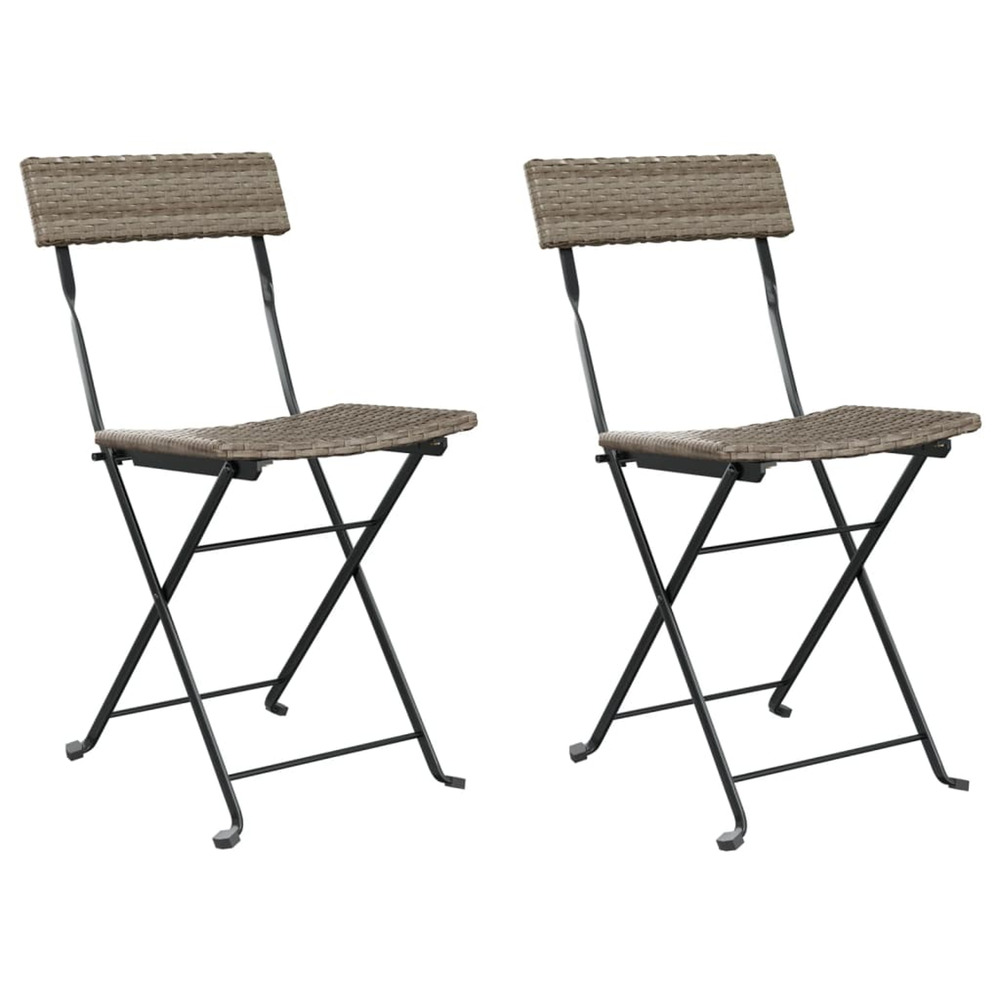 Chaises de bistrot pliantes lot de 2 gris résine tressée acier