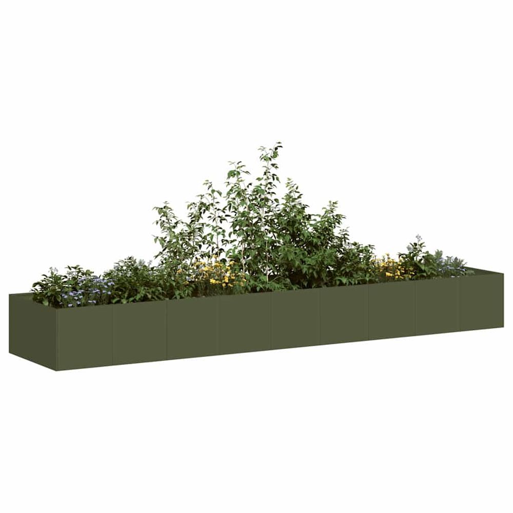 Immense espace potager acier laminé à froid durable pour grand jardin et culture mixte vert olive 360x80cm