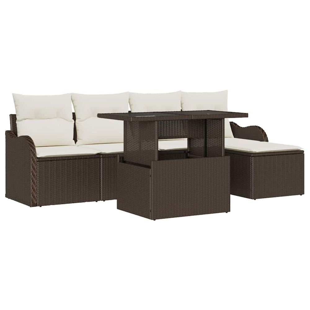 Ensemble de sièges d'extérieur 6 pc marron poly rotin