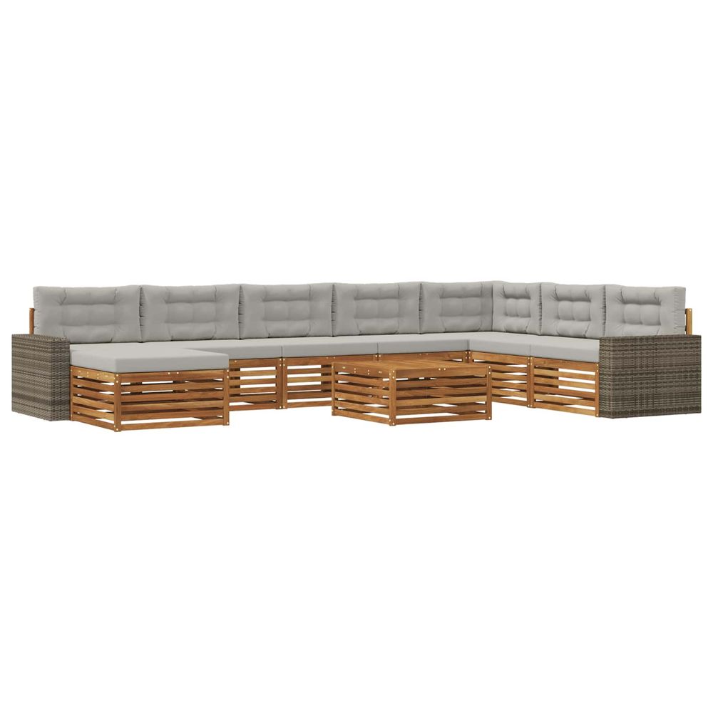 Ensemble de canapés d'extérieur 9 pc naturel et gris clair