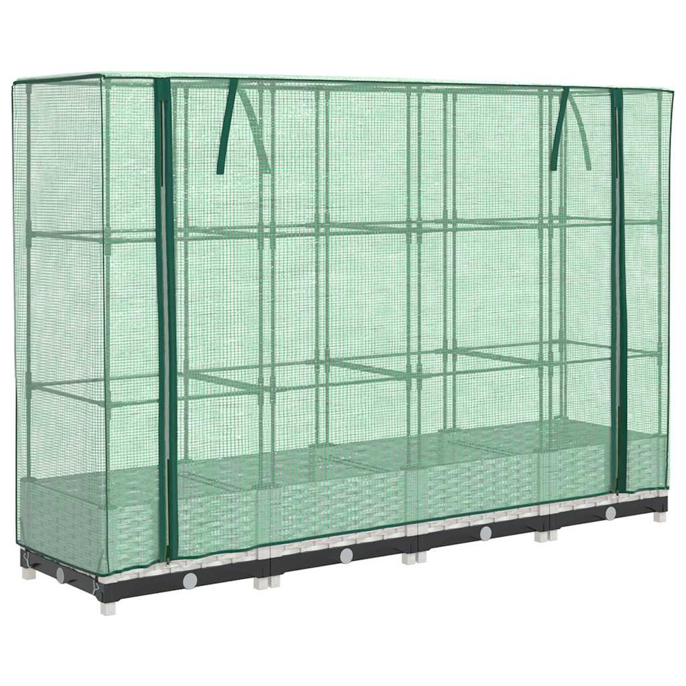 Jardinière d'extérieur surélevée avec housse aspect rotin 160x40x123 cm