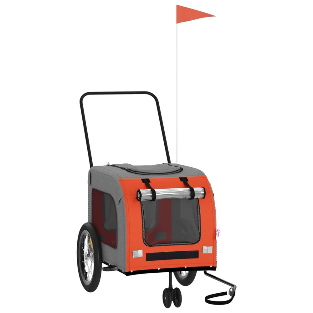 Remorque de vélo pour animaux de compagnie orange et gris