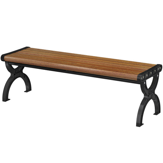 Banc de jardin 2 places avec cadre métallique et assise lamellaire, meuble de terrasse pour jardin et extérieur