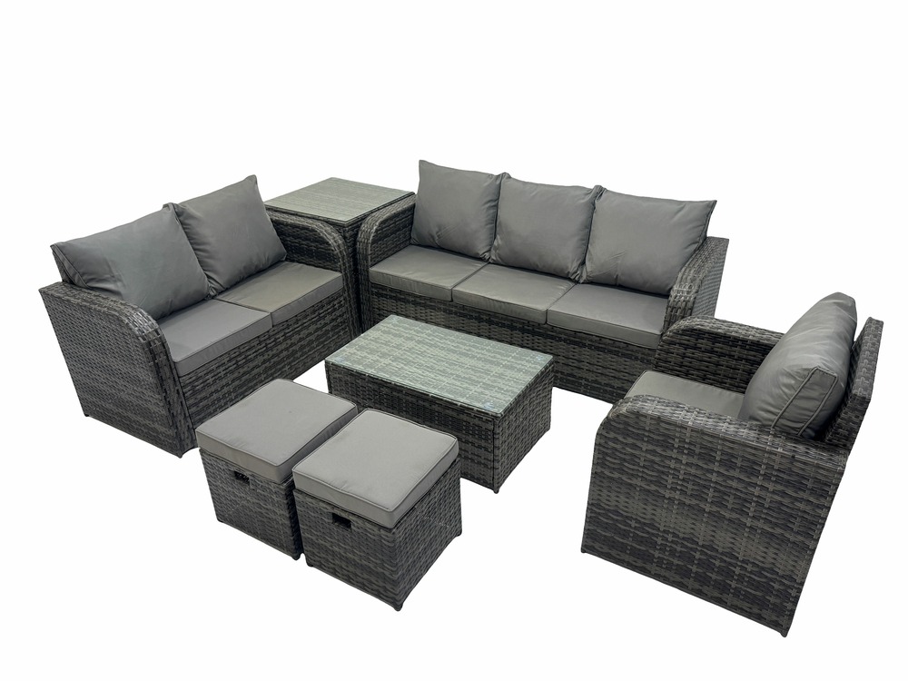 Ensembles de meubles de jardin 8 places ensemble de canapés en rotin avec chaise inclinable canapé 3 places table d'appoint