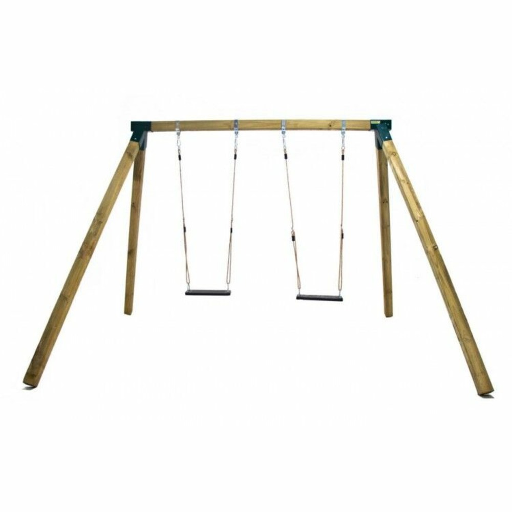 Balançoire double en bois carré masgames karai deluxe adultes (caoutchouc et cordes)