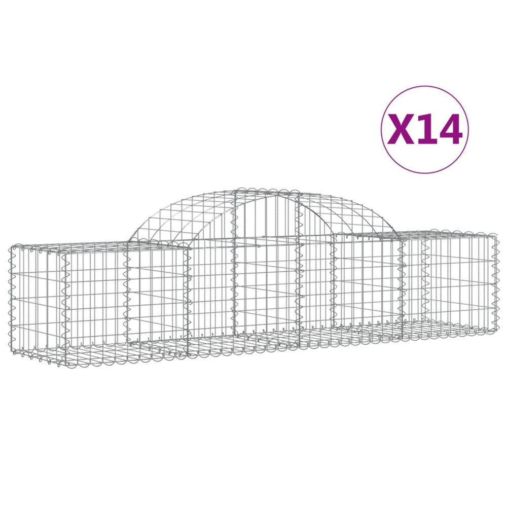 Paniers à gabions arqués 14 pcs 200x50x40/60 cm fer galvanisé