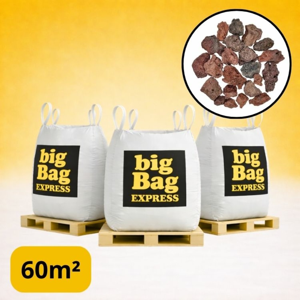 Pack 3 x big bag de 1m3 (+/- 60m²) gravier pouzzolane rouge / noir 15/25 mm - livraison standard