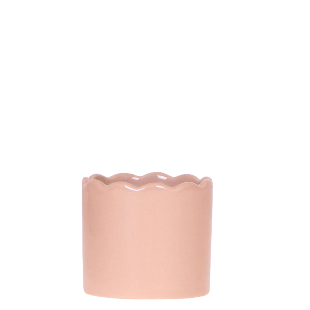 Cache-pot céramique ondulé brillant - touche estivale - blanc - ø9cm