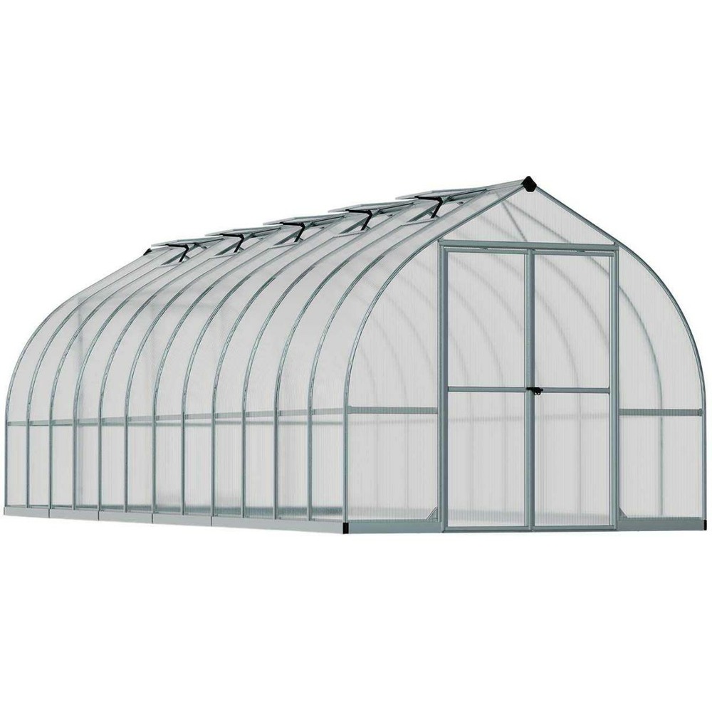 Serre de jardin en aluminium argent et polycarbonate bella 17. 7m²