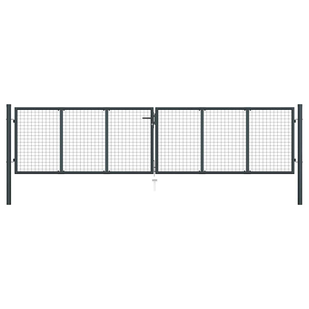 Portail de jardin grillagé en acier galvanisé gris 400 x 75 cm
