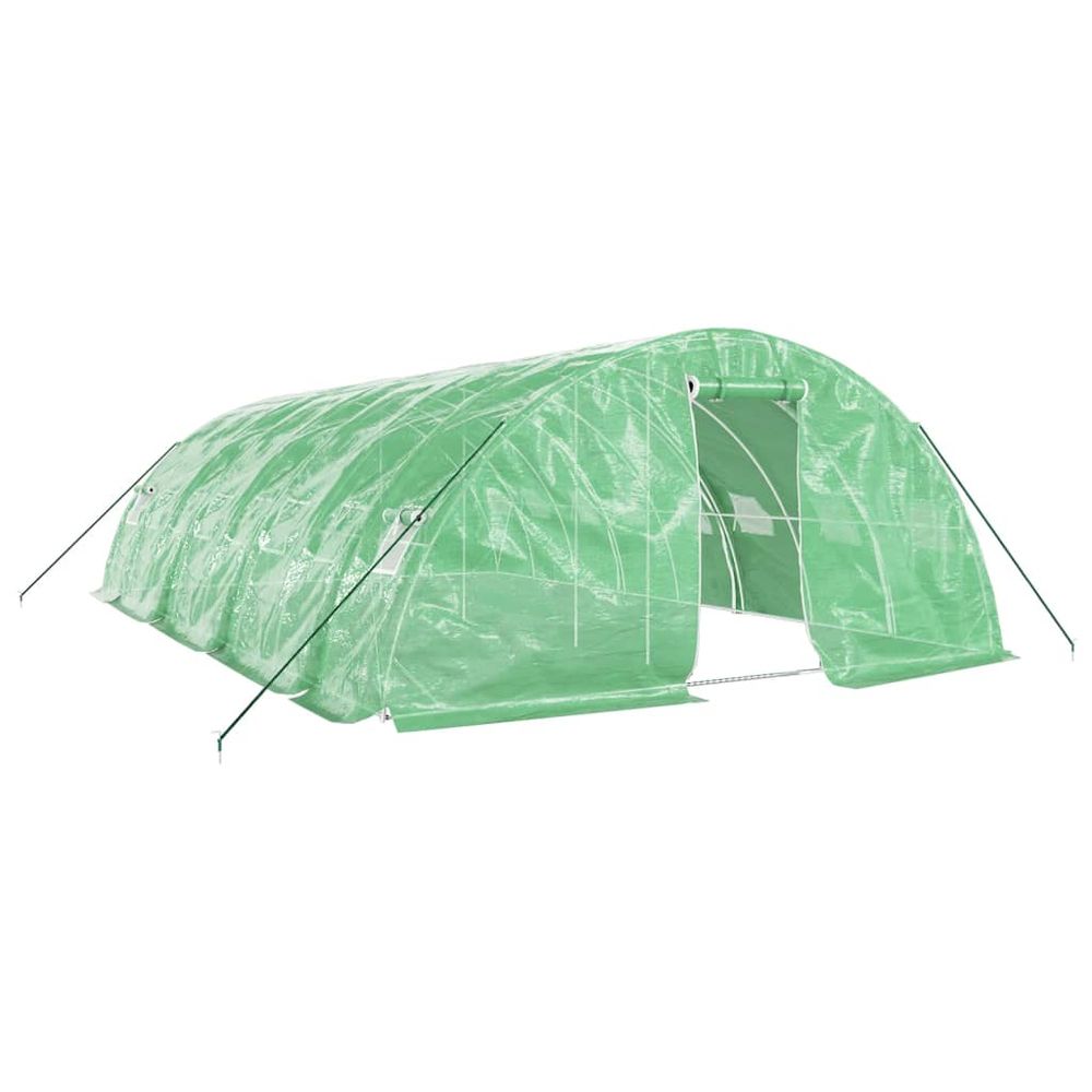 Serre avec cadre en acier vert 40 m² 8x5x2,3 m