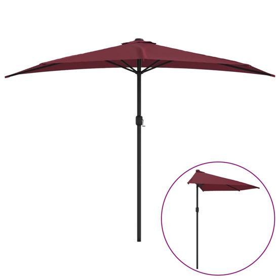 Parasol de balcon mât en aluminium bordeaux 300x155x223 cm demi