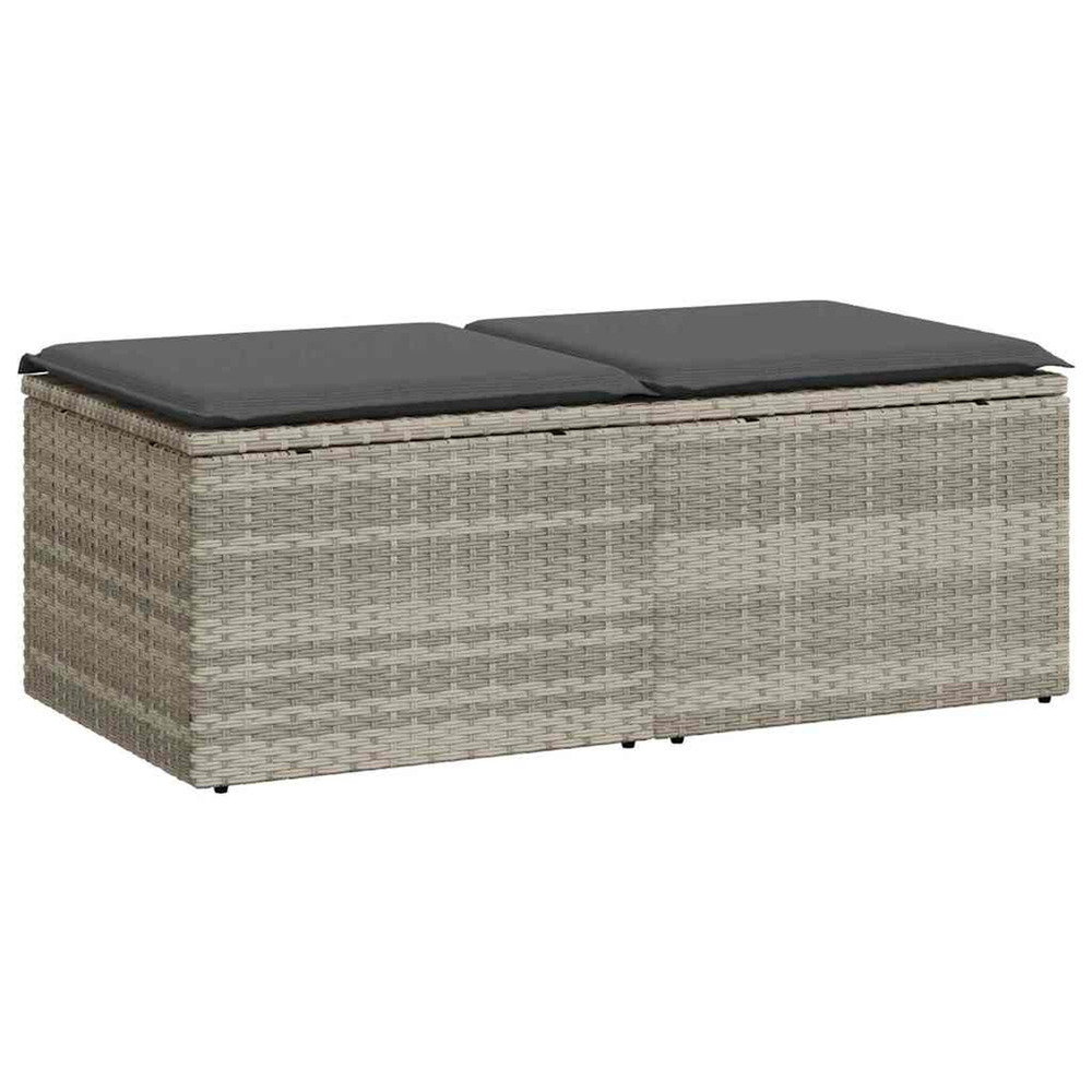 Salon de jardin 2 pcs avec coussins gris clair polyrotin acacia