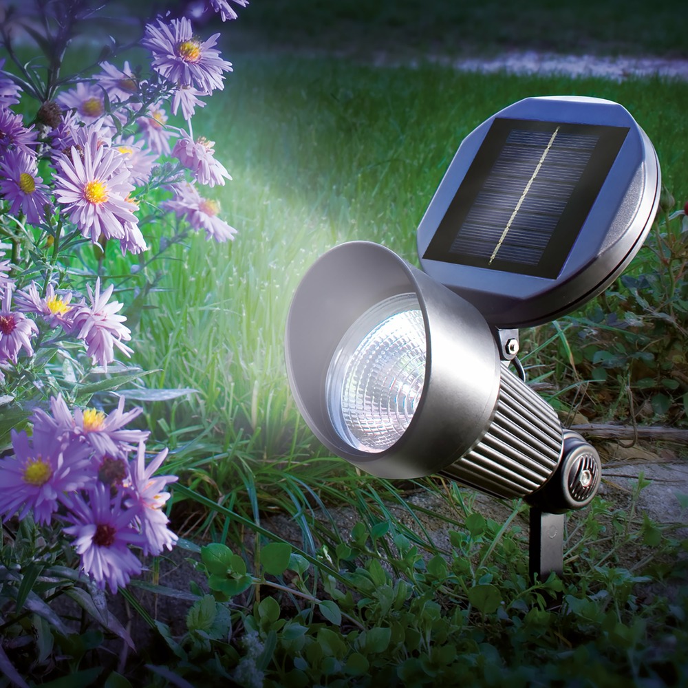 Esotec solarspot spotlight blanc froid 6000k akku ip44 résistant aux intempéries outdoor 102138