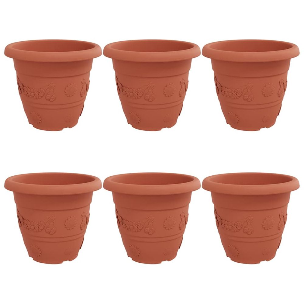 Pot à fleurs rond 6 pc rouge brique ø 39 x 32 cm plastique