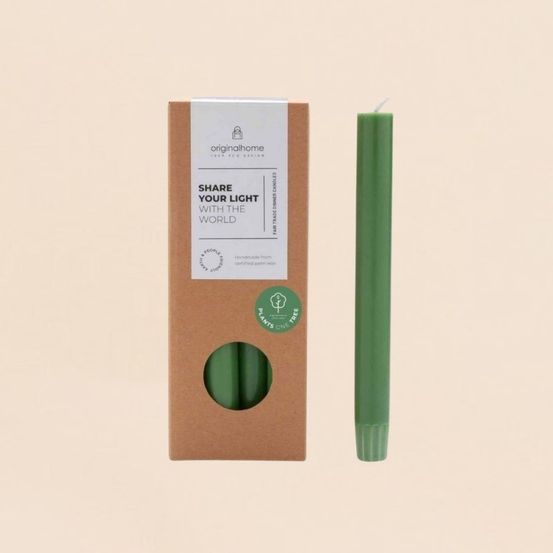 Set de 10 bougies cierges matcha 20 cm