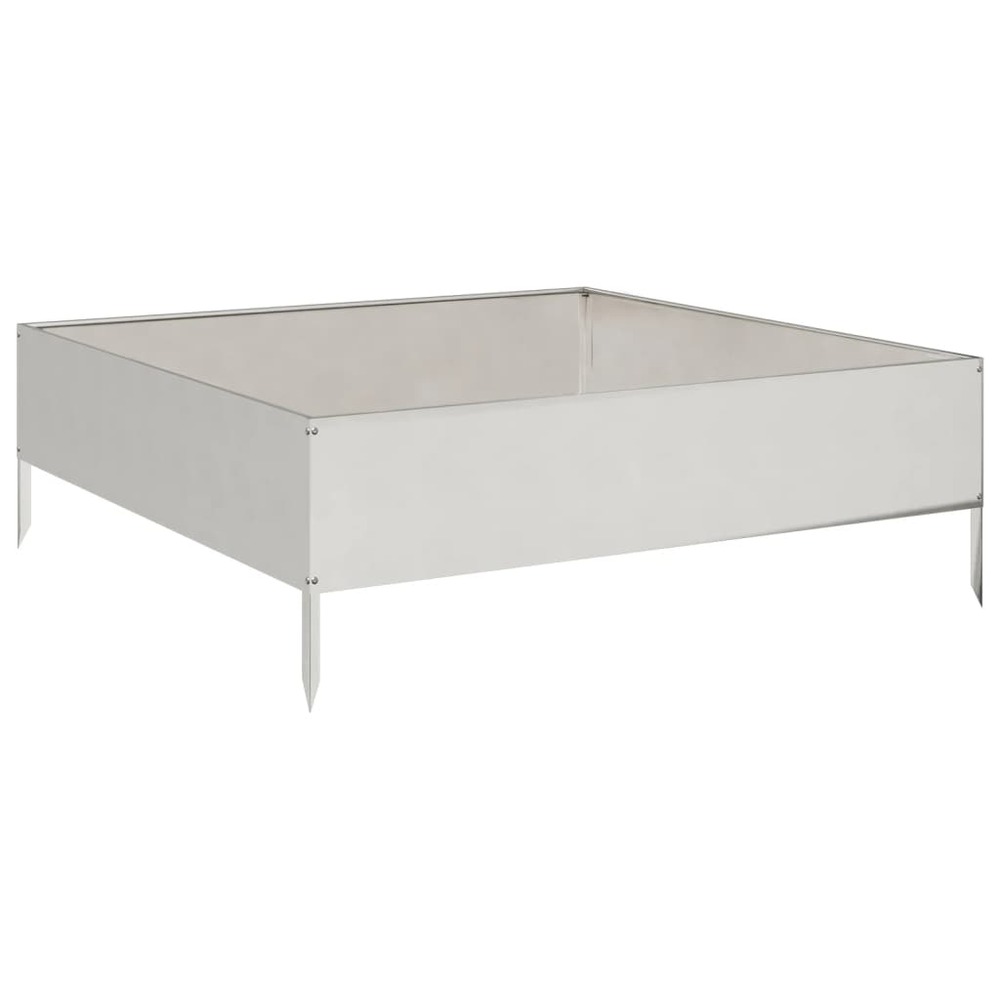 Jardinière bac lit surélevé plantes fleurs terrasse jardin de jardin 100 x 100 x 33,5 cm acier inoxydable argent