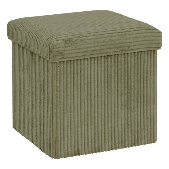 Pouf pliant arum vert kaki 38x38cm