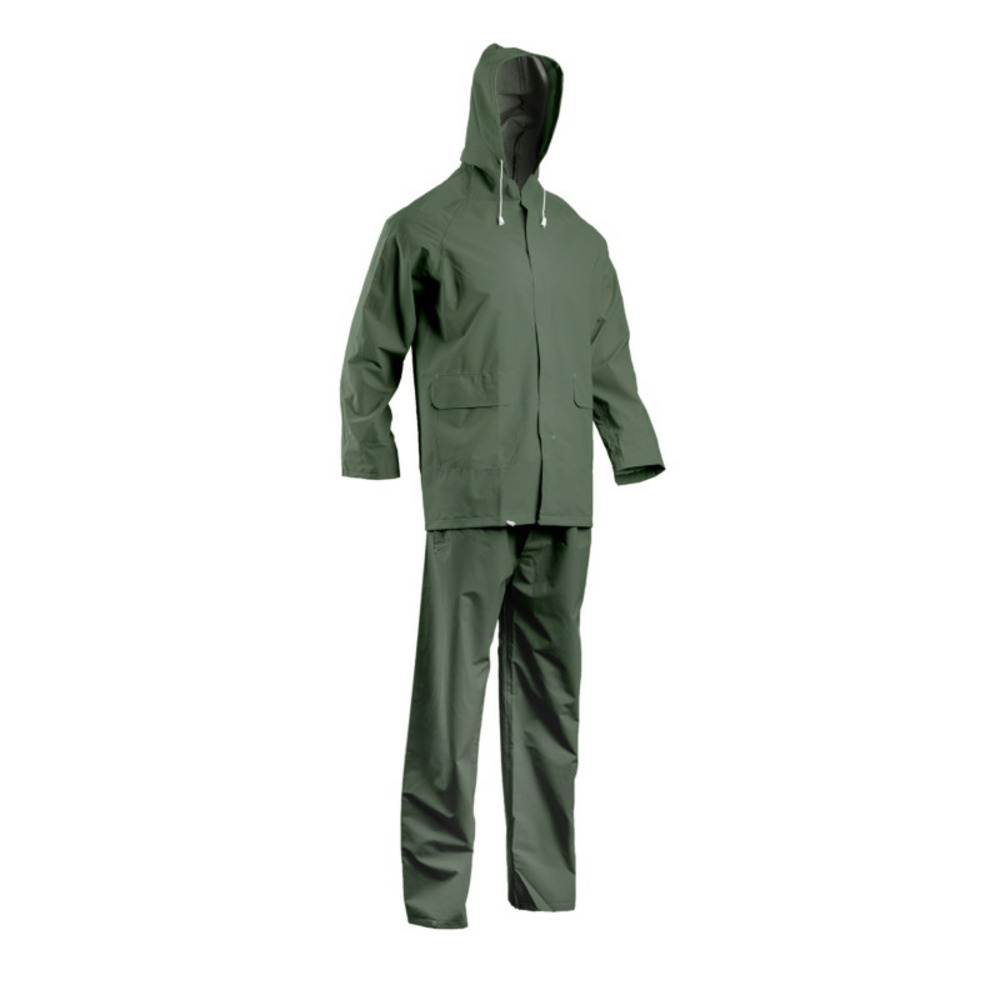 Ensemble de pluie veste et pantalon double enduction pvc vert txl 50202