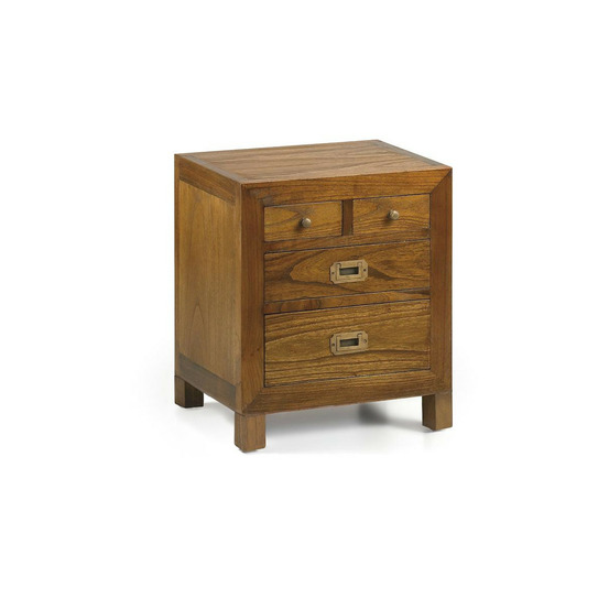 Table de chevet 4 tiroirs bronze bois marron - onéline décoration d'autrefois