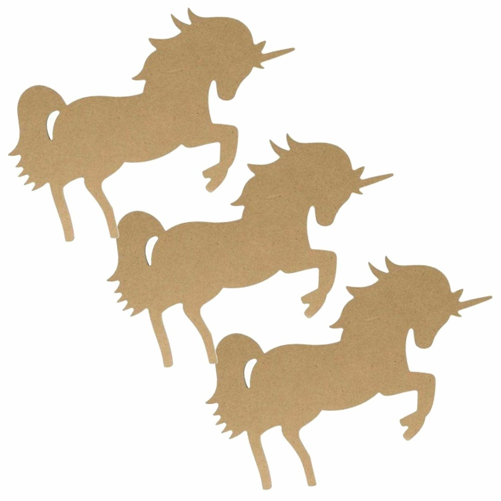 3 silhouettes en bois mdf licorne 25,5 cm