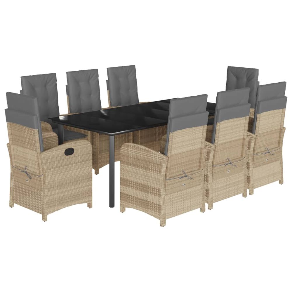 Ensemble à manger de jardin et coussins 9 pcs mélange beige