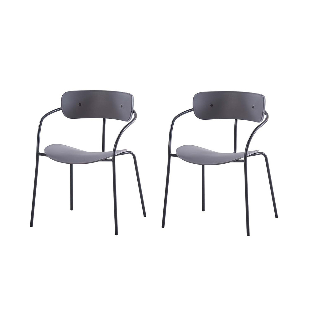 Lot de 2 chaises design gris foncé alexia