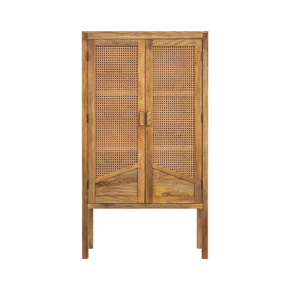 Tiki-armoire en cannage et bois de manguier et cannage