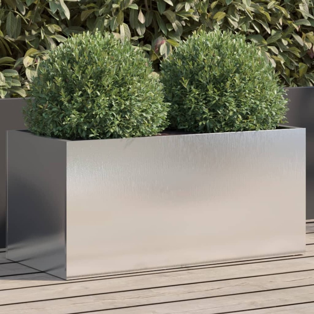 Jardinière argenté 62x30x29 cm acier inoxydable