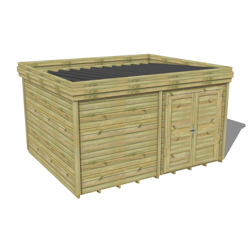 Abri de jardin bois pin traité autoclave 27mm - 5,19x3,44m / 18m2 - bac acier - plancher bois