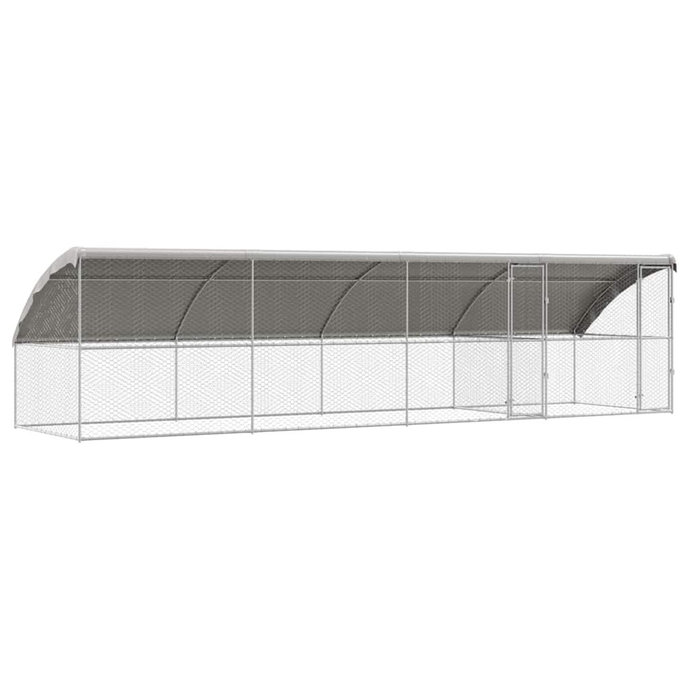 Kennel pour chiens 4 pcs argenté 8 x 2 x 2 m acier