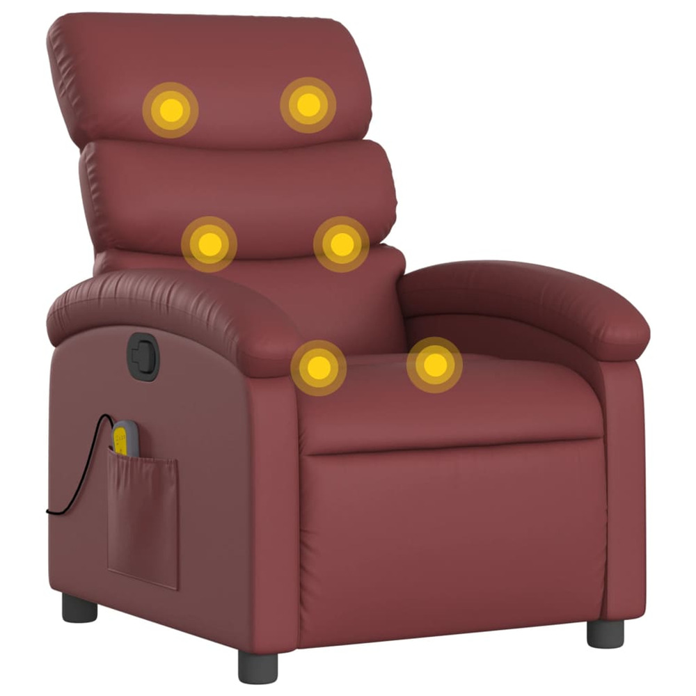 Fauteuil de massage inclinable rouge bordeaux similicuir