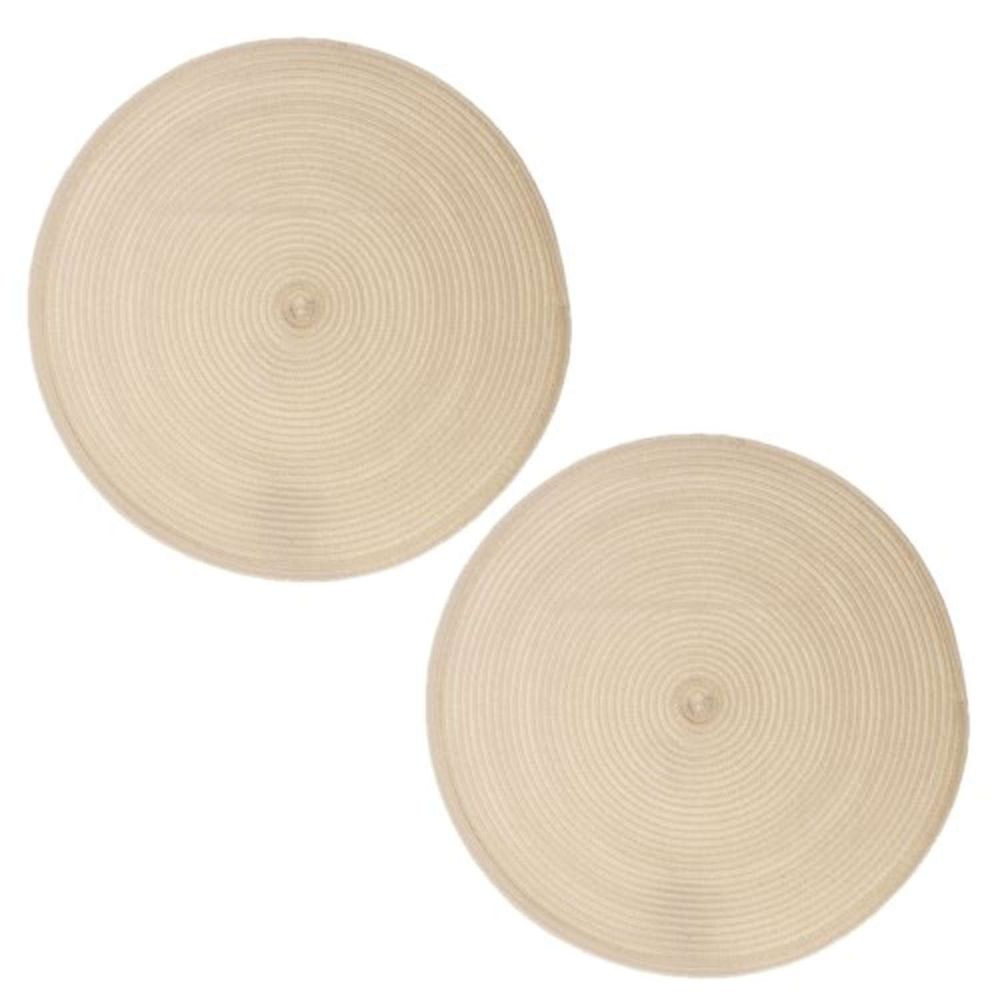 Lot de 2 sets de table tressés ronds - diam. 38 cm - noir