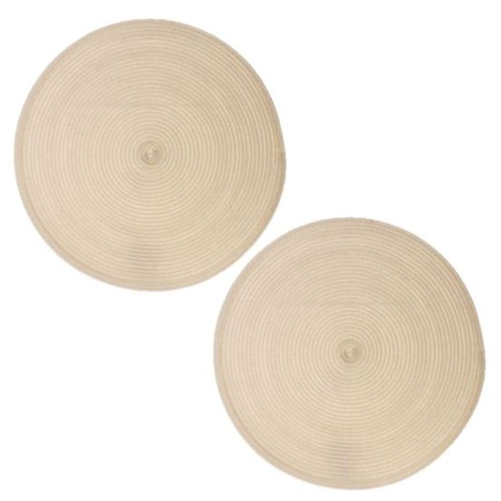 Lot de 2 sets de table tressés ronds - diam. 38 cm - noir