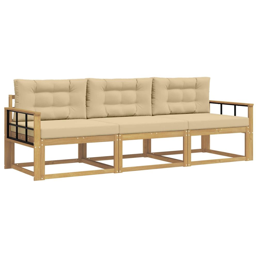 Ensemble de canapés d'extérieur 3 pc blanc et beige polyester