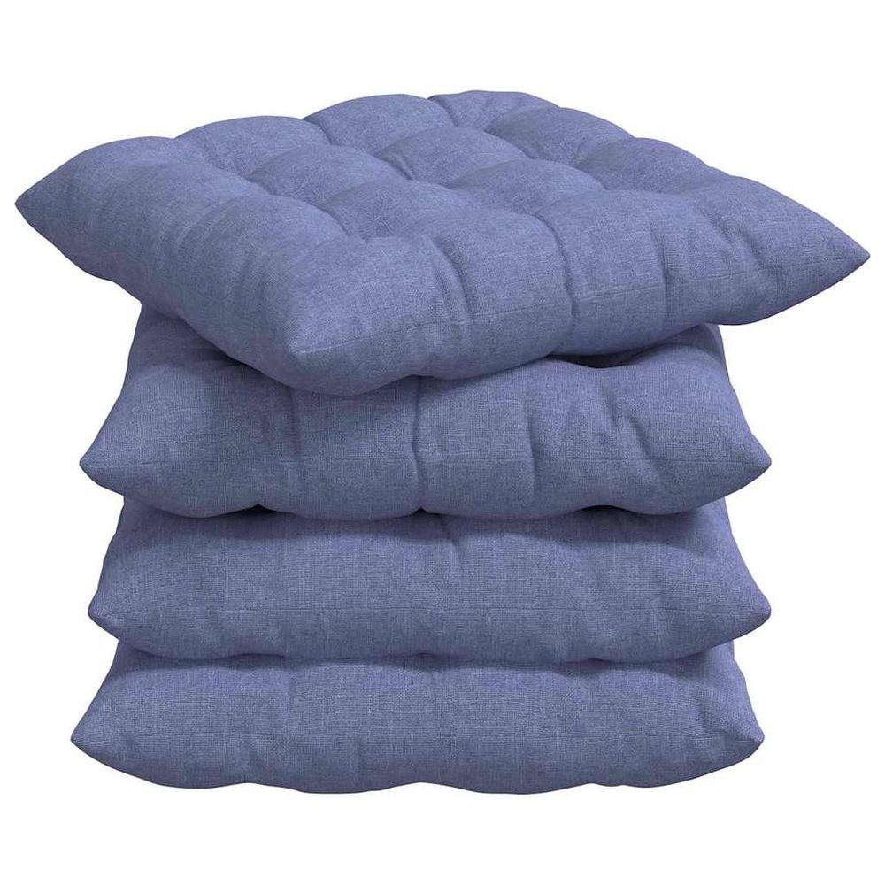 Coussins de siège 4 pc tissu bleu denim 40 x 40 x 6 cm