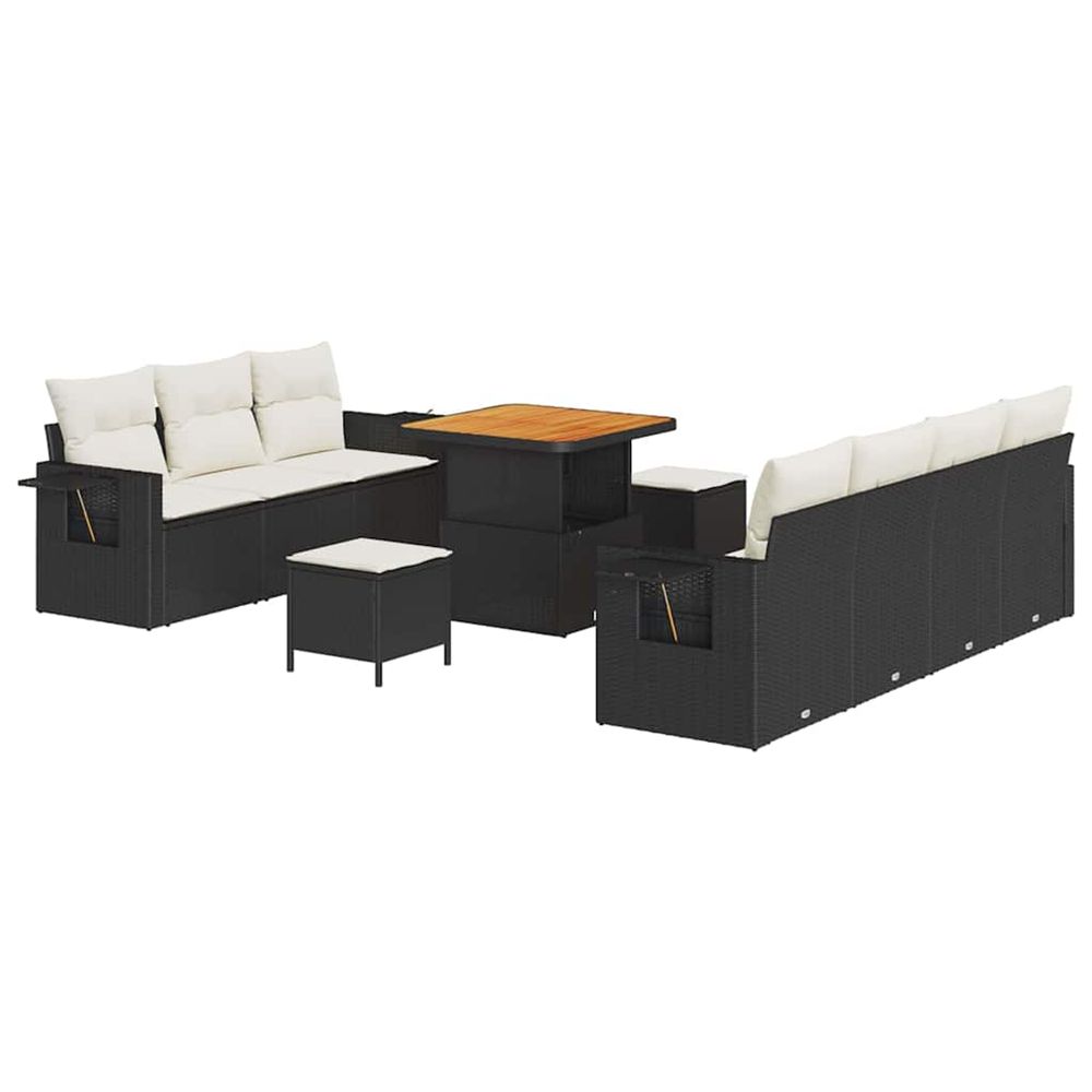 Ensemble de canapé de jardin 10 pc noir polyrotin